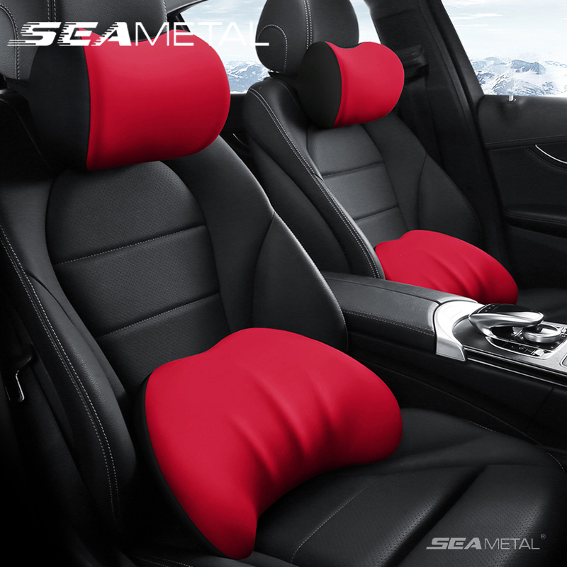 Memory Foam Car Neck Pillow Lumbar Support - SEAMETAL-almohada ergonómica para reposacabezas de coche,