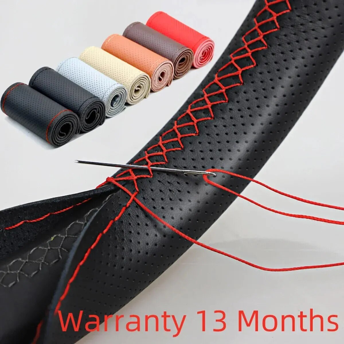 Car Steering Wheel Cover Anti Slip Breathable - Protector Universal de cuero para volante