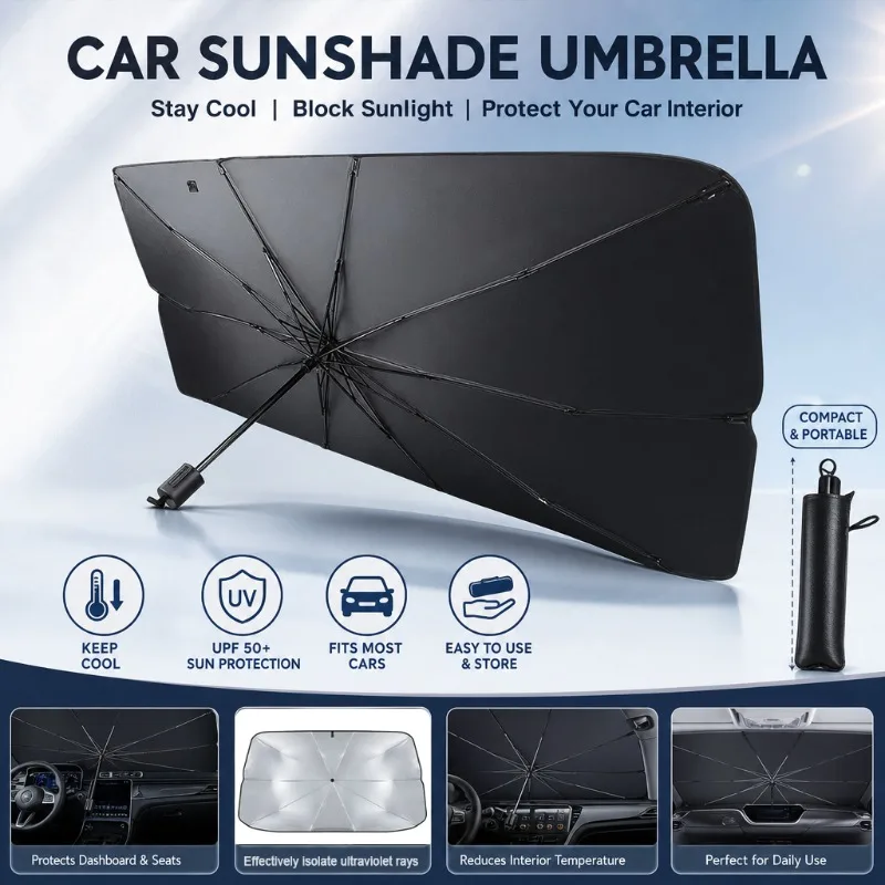 Car Sunshade Windshield Umbrella Foldable - Parasol Plegable para Parabrisas de Coche,