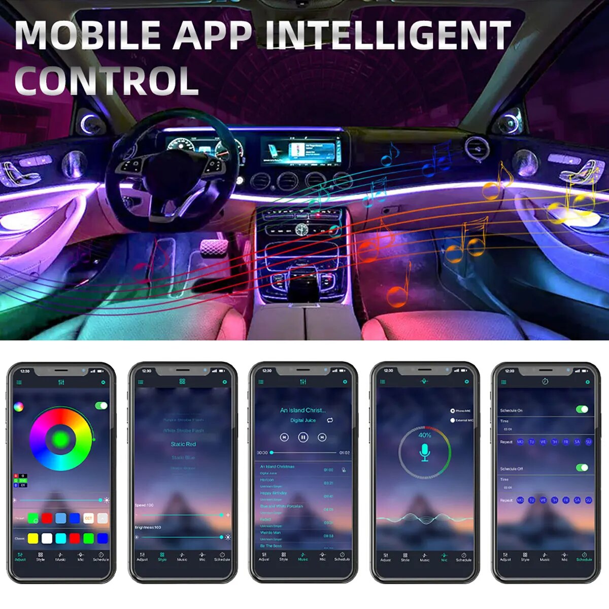 Symphony LED con Control remot - Led Ambient Interior Car Lights App Control reseña y precio