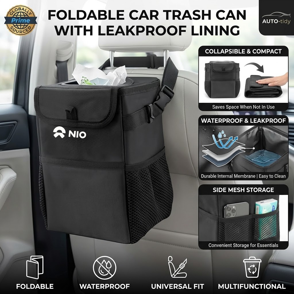 Cubo de basura plegable, portá - Waterproof Car Trash Can With Lid reseña y precio