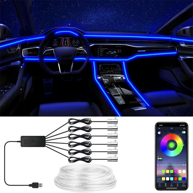 Luces de alambre EL flexibles  - Led Ambient Interior Car Lights App Control reseña y precio