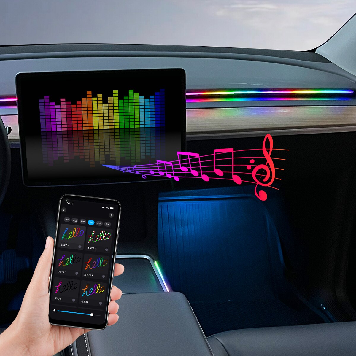 Luz LED ambiental para coche,  - Led Ambient Interior Car Lights App Control reseña y precio