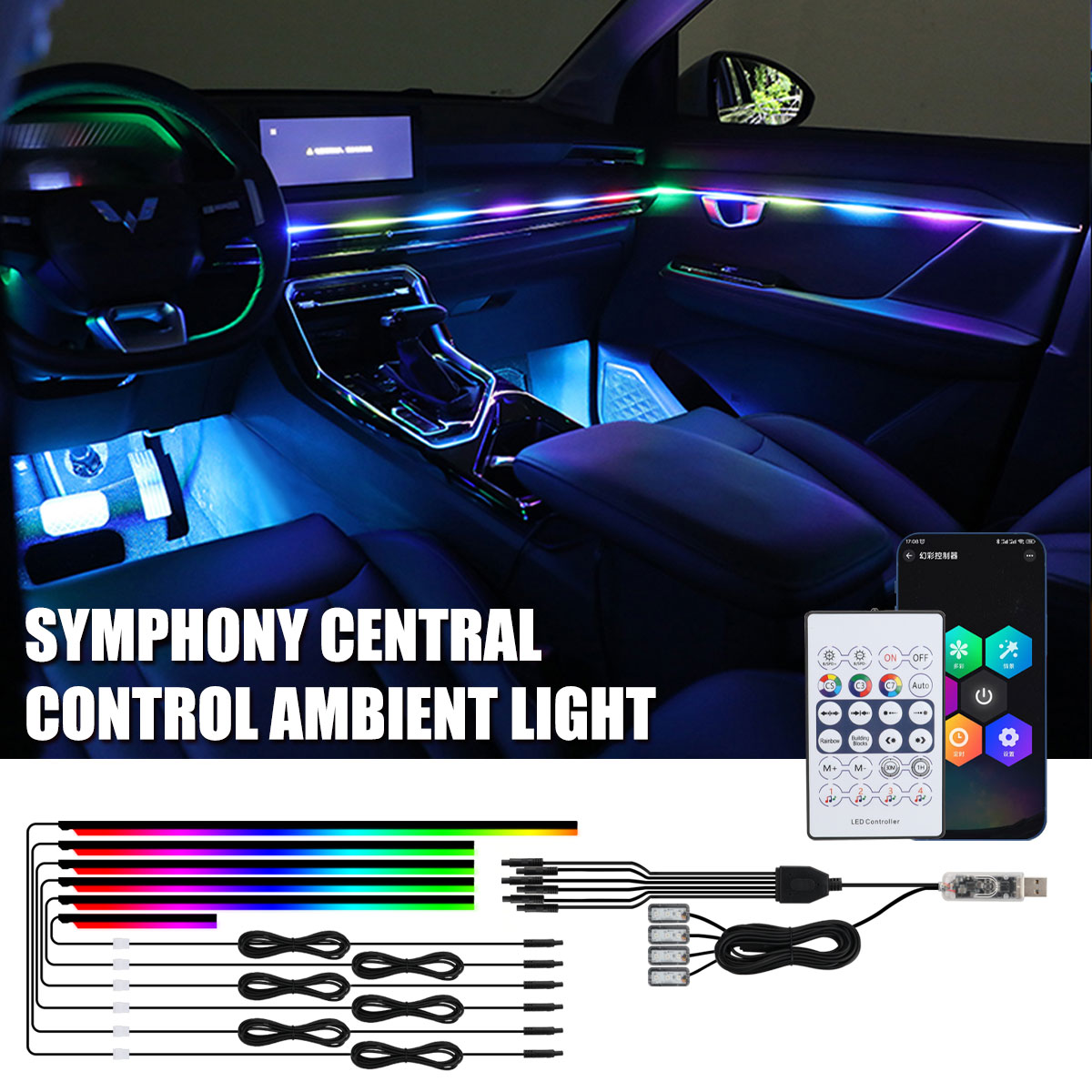 Luces ambientales universales  - Led Ambient Interior Car Lights App Control reseña y precio