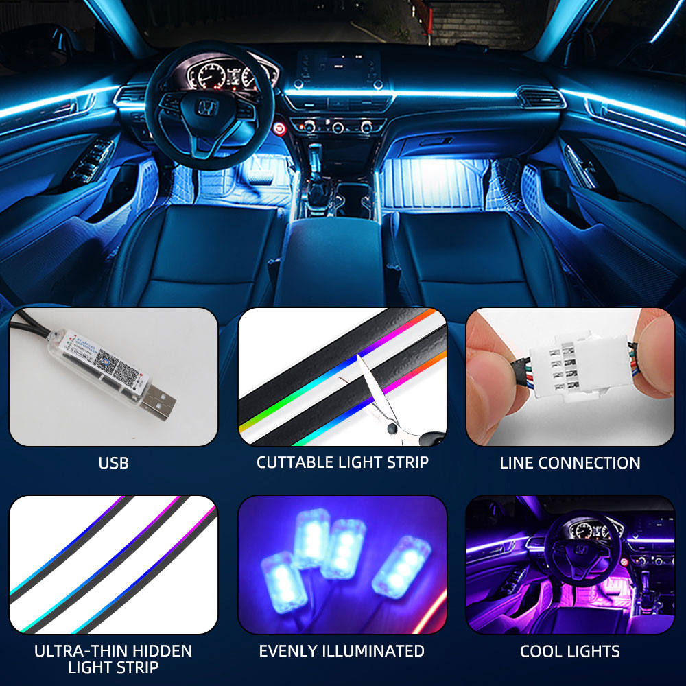 Luces ambientales universales  - Led Ambient Interior Car Lights App Control reseña y precio